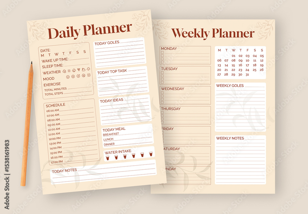 Daily and Weekly Planner Design Layout Stock Template | Adobe Stock