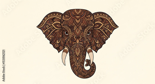 Ornate Elephant Head with Mandala Pattern