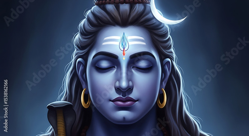 Shiva's Meditative Blue: Cosmic Serenity
