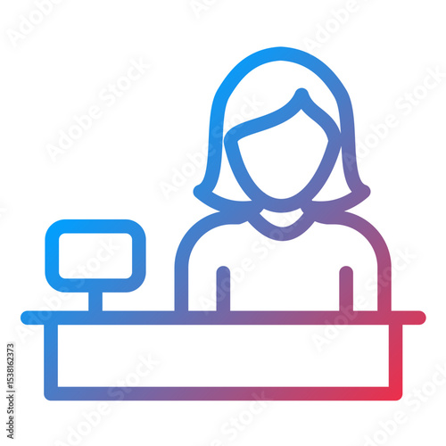 Receptionist Line Icon Style