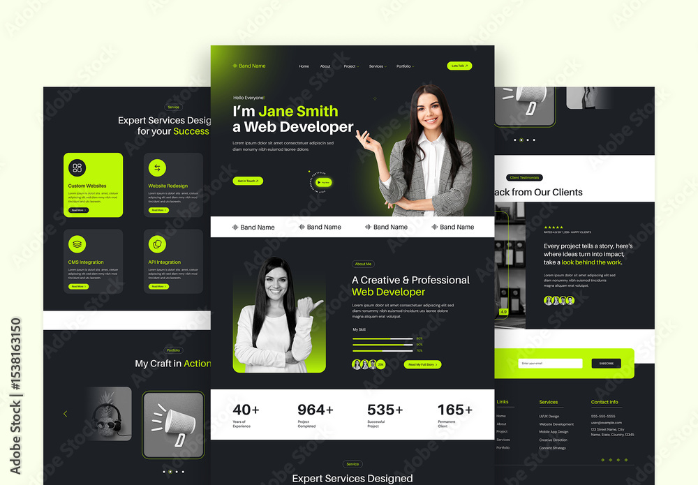 Web Developer Portfolio Website Landing Page UI Template for Freelancer ...