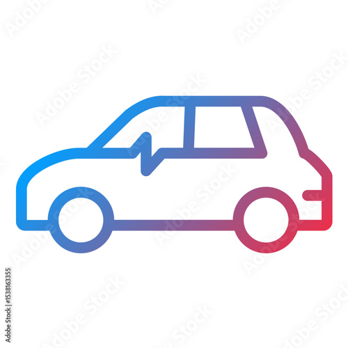 Electric Car Line Icon Style