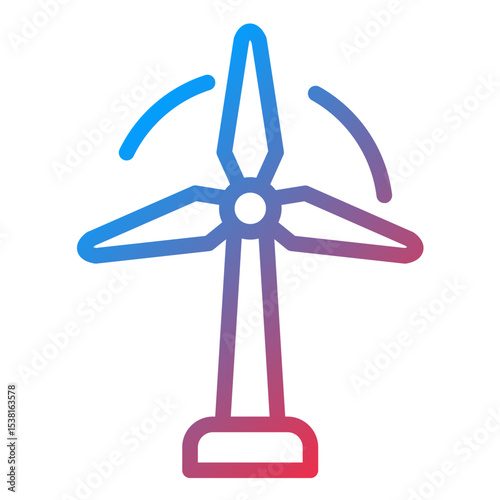 Wind Turbine Line Icon Style