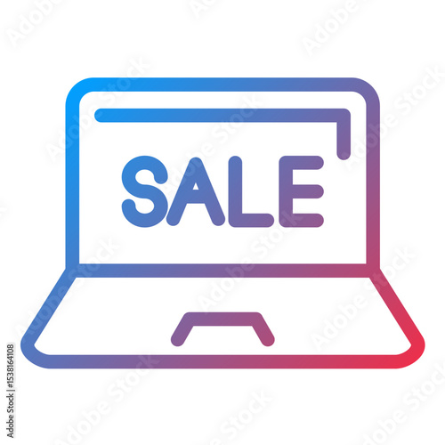 Laptop Sale Line Icon Style