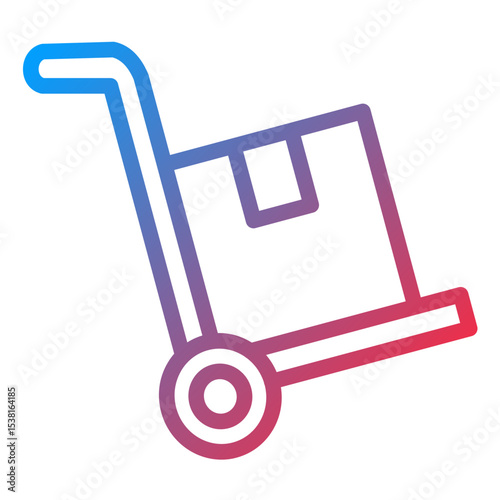 Package Trolley Line Icon Style