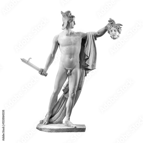 Valokuva Classic marble Greek statue of Perseus with the head of Medusa isolated