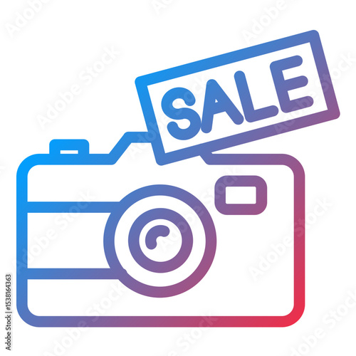 Camera Sale Line Icon Style