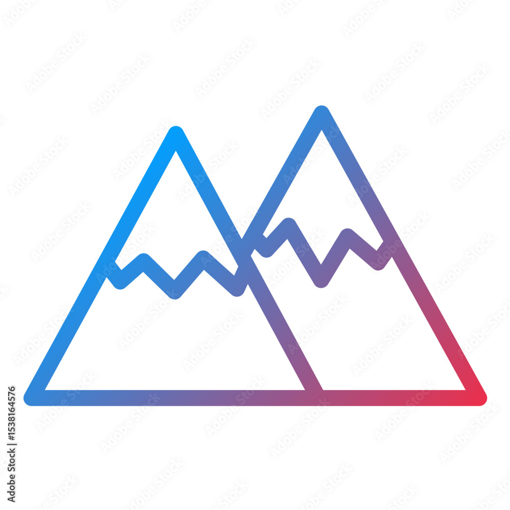 Mountains Line Icon Style Mountains Line Icon Style