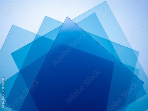 Abstract blue acrylic sheets layered design