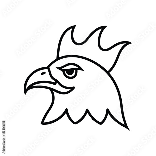eagle head wearing a crown line art