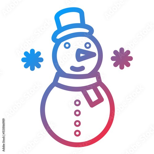 Snowman Line Icon Style