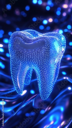 Digital Representation of a Tooth with Blue Light Effects
