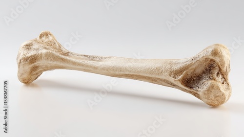 Isolated 3D medical rendering of the human humerus bone with anatomically accurate shaft and joint surface on a clean white background, representing musculoskeletal anatomy and orthopedic study