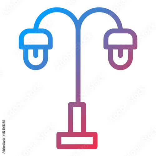 Street Light Line Icon Style