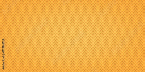 Waffle yellow background. Texture wafer pattern for sweet template design. Vector illustration