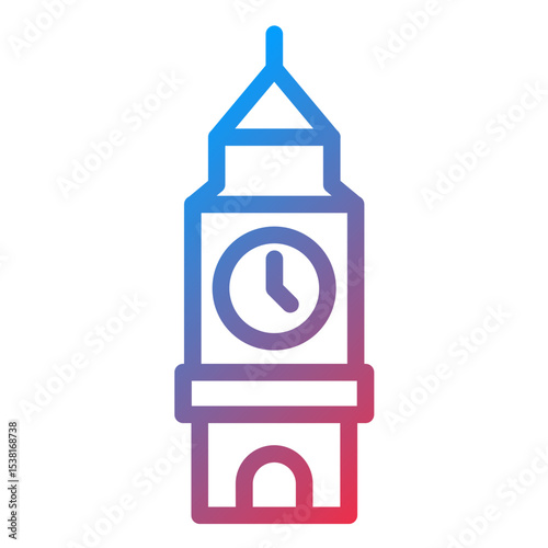 Clock Tower Line Icon Style