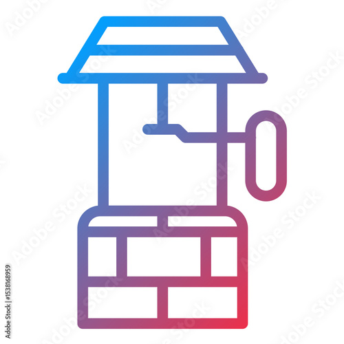 Water Well Line Icon Style