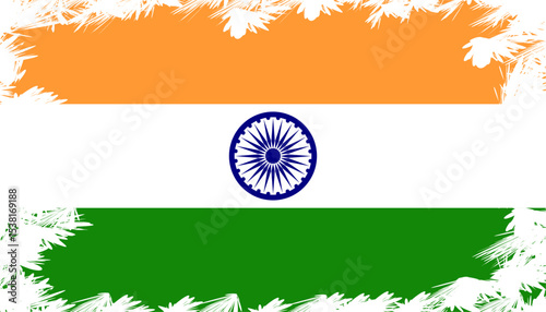 India Flag with Grunge Brush Border