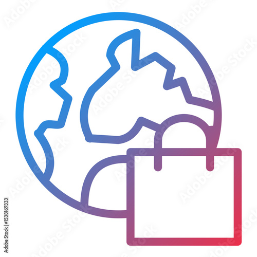 Worldwide Shopping Line Icon Style