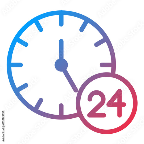  Hours Open Line Icon Style