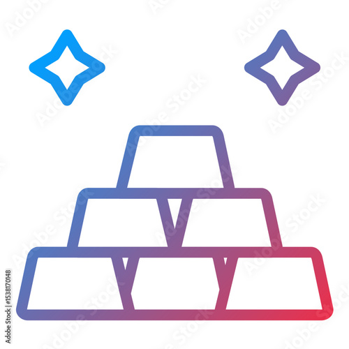 Gold Ingots Line Icon Style