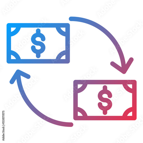 Money Transfer Line Icon Style