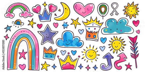 Multicolor Stickers on White 