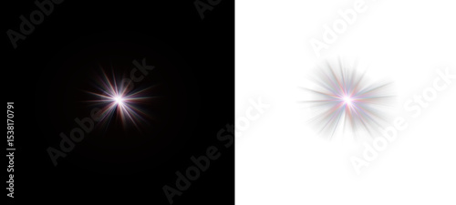 Png crystal star. Crystal ray light, sun shines PNG rainbow red yellow and blue color. Optical fire light effect. Png sparkle shine. Vector lens glare rainbow glare reflection effect. rainbow crystal