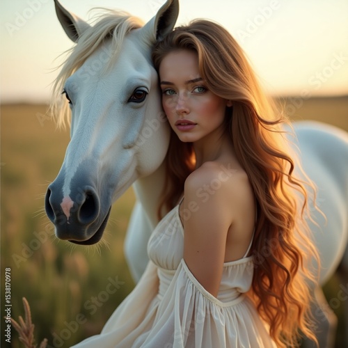 The girl leaned against the horse and thought