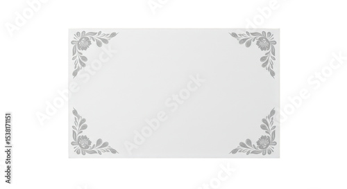 Floral corner design elements in gray isolated on transparent background