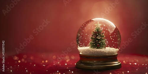 Snow globe with christmas tree Ai generate