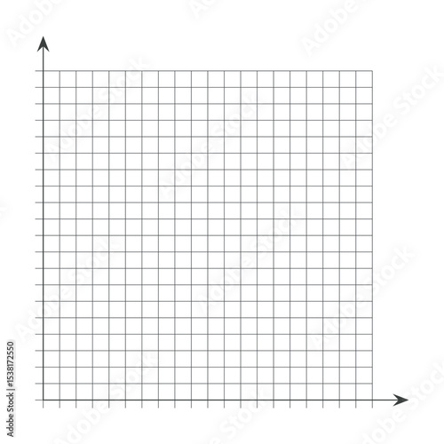 Grid paper. Mathematical graph. Cartesian coordinate system with x-axis, y-axis. Squared background with color lines. Geometric pattern for school, education. Lined blank on transparent background.