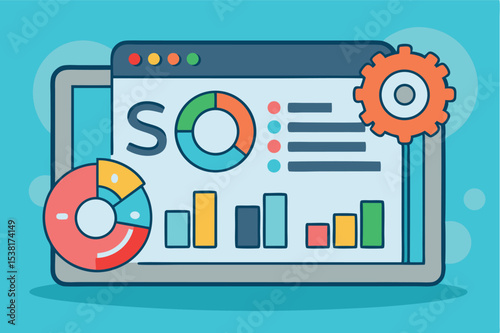 Digital dashboard displaying SEO analytics with colorful charts and graphs for effective data visualization