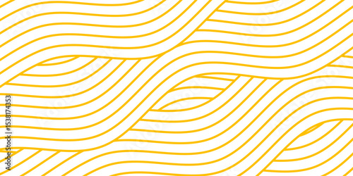 Geometric spaghetti pattern. Background with yellow paste elements on white. Asian kitchen design.