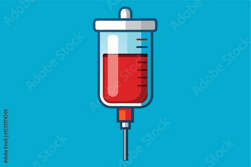 Blood transfusion bag used in medical treatment setting during daylight hours