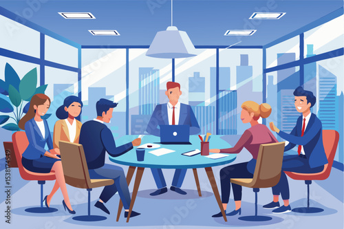Team collaboration in a modern office during a business meeting focused on strategy and interaction among colleagues