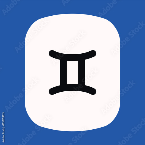 Zodiac horoscope. Gemini astrological icon symbol. Stylized star sign esoteric. Simple line vector illustration.