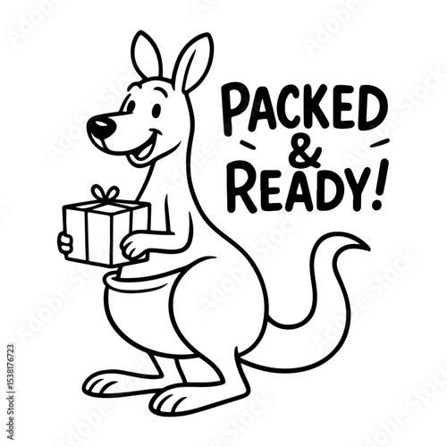 Funny Kangaroo Packed and Ready SVG Vector for Shipping Labels or Stickers
