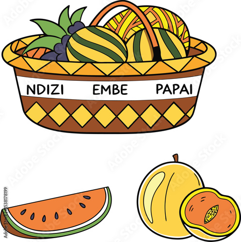 Fresh and healthy vector illustrations of organic fruit and vegetables, including apples, oranges, pineapples, pumpkins, and mangoes, perfect for juice and summer designs