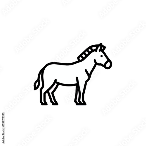 Elegant Zebra Outline Icon - Minimalist Vector Illustration of African Wildlife Animal on White Background