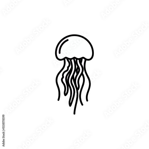 Minimalist Line Art Jellyfish Illustration for Marine Biology and Ocean Conservation Projects