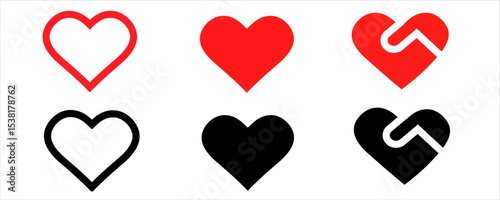Heart vector icons. Set of heartbeat icon on isolated background.	
