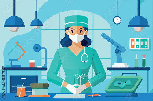 Healthcare professional preparing for a medical procedure in a clean laboratory environment