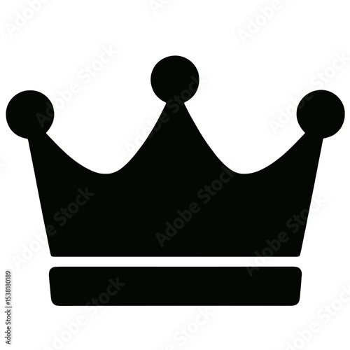 Solid Black Cartoon Crown Vector Illustration Low Detail Graphic