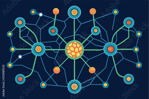 Colorful abstract representation of a network structure with nodes and connections
