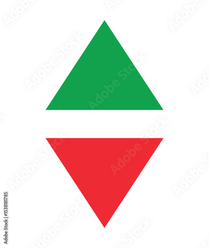 up and down direction arrow icon.  green up and red down arrow icon. navigation direction icon for infographic, web, app, game design. upward and downward. vector illustration and transparent png