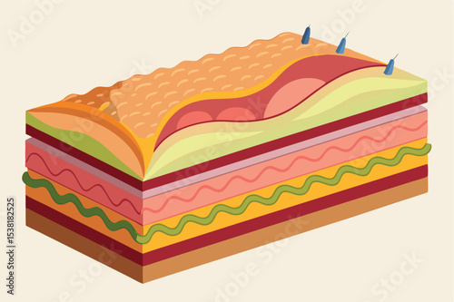 Layers of deliciousness in a colorful sandwich creation perfect for lunchtime enjoyment at a picnic or casual gathering