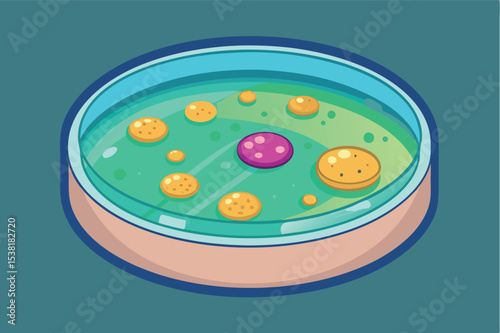 Colorful petri dish showing vibrant bacterial cultures in a lab setting