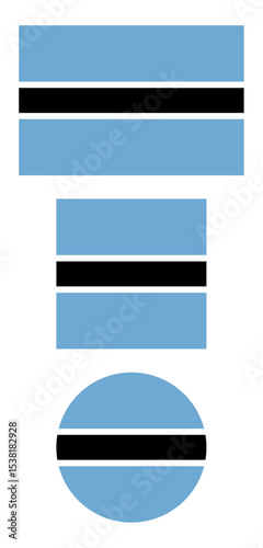 
Botswana flag PNG vector. Botswana square and round icon isolated on transparent PNG background. Botswana flag icon.