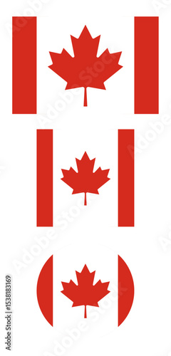 
Canada flag PNG vector. Canada square and round icon isolated on transparent background. Canada flag symbol.

